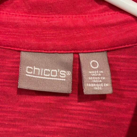 Chico’s Pink Button Front 3/4 Sleeve Top Small - Picture 3 of 7